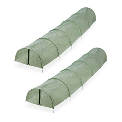 Immagine di Relaxdays Serra a Tunnel per la Coltivazione, Set da 2, Lunga 2,9 m, Rete PE Chiusura Zip, Fragole Verdure, Verde