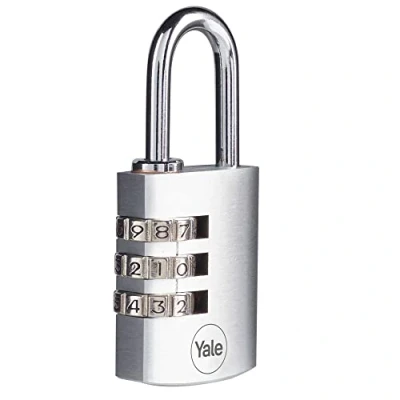 Immagine di Yale Lucchetto in ottone cromato a combinazione Y151B/30/125/1 argento, corpo 30mm, arco acciaio, 3 cifre