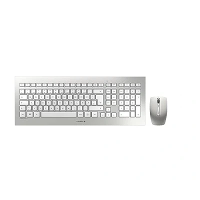 Immagine di CHERRY DW 8000, Set di Tastiera e Mouse Senza Fili, Layout per la Germania (QWERTZ), Alimentazione a Batteria, ultrapiatta, 3 Pulsanti con Sensore Infrarossi, Bianco Argento