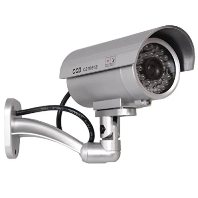Immagine di Videocamera Fittizia IR9000 B con IR e LED Telecamera Finta Falsa Dummy Camera Sorveglianza CCTV Colore Argento
