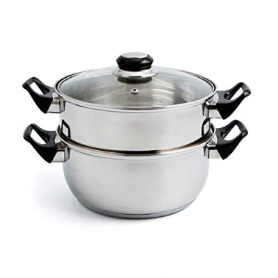 Immagine di Quid 5759386 Vaporiera Pentola 22 cm con coperchio Inox Quid, in acciaio, dimensioni: 30 x 21 16