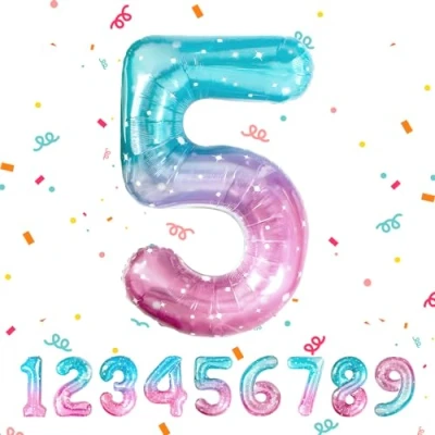 Immagine di Palloncini compleanno 5 anni 40 pollici Decorazioni Multicolore di un ragazzo e una ragazza Pallone gonfiabile in foil anni.…