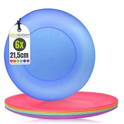 Immagine di idea station NEO piatti plastica 6 x 21.5 cm colorati bambini infrangibili set di perfetto per compleanni o campeggio