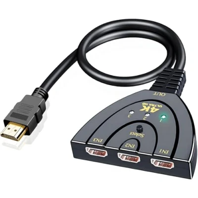 Immagine di HDMI Switch 3 in 1 uscita, 4K@30Hz Splitter,3 porte Hub Supporta Full HD 4K 1080P 3D Player compatibile con Roku Fire TV Stick HDTV PS4/PS5 Xbox One Chromecast, Mac/Win/Linux