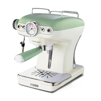 Immagine di Ariete 1389 Macchina da Caffè Espresso di Design per Polvere e cialde ESE filtro 1 2 tazze Montalatte 850 Watt Linea Vintage Verde