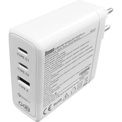 Immagine di Dehner Elektronik SYS 1101 Type C 100 W2E Euro Caricatore USB 80 W 1x 2 A, 2x ® Consegna di potenza 3.0, Ricarica rapida 3.0 Bianco Ambiente interno,