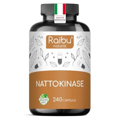 Immagine di Raibu 240 Capsule Nattokinase Integratore Alto Dosaggio 100 mg (Nattokinase 20.000FU/g) 8 Mesi di Fornitura Testato in Laboratorio e Vegano Natto Giapponese da Soia Senza Additivi
