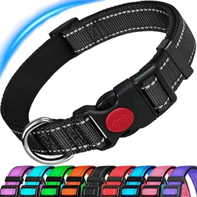 Immagine di ATETEO Dog Collar, Reflective Adjustable Basic Collar with Soft Neoprene Padding, Durable Nylon Pet Collars for Puppy Small Medium Large Dogs