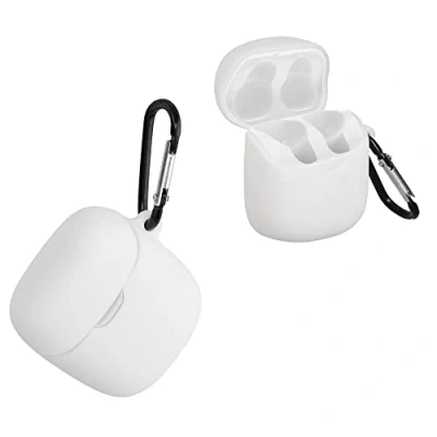 Immagine di kwmobile Custodia Silicone Cuffie Compatibile con JBL Tune 220TWS / 225TWS Cover Porta Auricolari Moschettone Case bianco