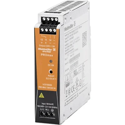 Immagine di Weidmüller PRO MAX 72W 24V 3A Alimentatore per guida DIN 24 V/DC 3 A 72 W Contenuto 1 pz.