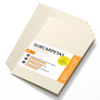 Immagine di Cartelline Cartoncino A4, Raccoglitori Documenti di Carta 180gr, Cartella Portadocumenti per Archiviazione, Confezione da 50 Carpette Colorate Ordinare Ofituria (Avorio)