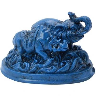 Immagine di juanxian Feng Shui Blue Elephant e Rinoceronte per la protezione + braccialetto Mxsabrina rosso a cordone C1008,9,7 x 6,9 6,6 cm