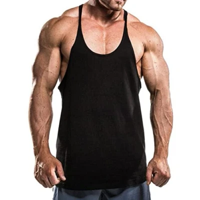 Immagine di Muscle Alive Uomo Palestra Stringer Canottiera Cotone Bodybuilding Allenarsi Vest Nero L