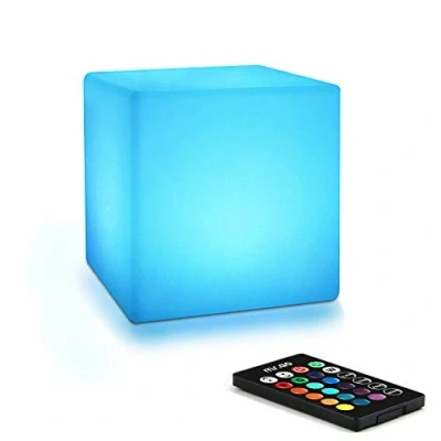 Immagine di Mr.Go luce LED da 4&quot;, cambia colore, d&#039;atmosfera con telecomando, 16 colori RGB, luminosità dimmerabile, a cubo ricaricabile, notturna per illuminazione domestica e decorazione