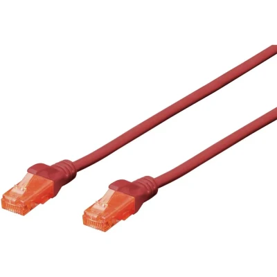 Immagine di Digitus DK 1617 010/R RJ45 cavo di rete, patch CAT 6 U/UTP 1.00 m Rosso Privo alogeni, coppie intrecciate 1 pz.