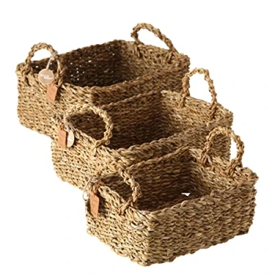 Immagine di Boltze Sophy 2946000 cesti portaoggetti in alghe marine, colori naturali, decorativi stile boho, scandinavo, 3 pezzi