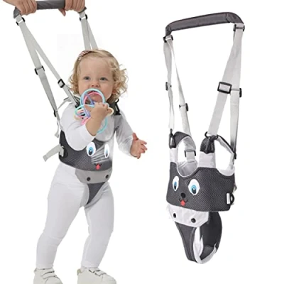 Immagine di IULONEE Mesh Baby Walking Helper Maniglia Traspirante Toddler Assistant Bambino Alzarsi Camminare Imparare Neonato Cintura da Passeggio Imbracatura di Sicurezza per Bambini (Mesh Grigio)