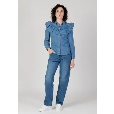 Immagine di Camicia manica lunga Only Onlindigo Life Ls Frill Db Dnm Shirt Qyt Denim IT 40