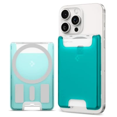 Immagine di Spigen Classic C1 MagFit Portafoglio (3 carte) MagSafe Wallet Magnetico Portacarte Compatibile con iPhone 16/15/14/13/12 Modelle, Accessori Bondi Blue