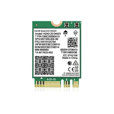 Immagine di Wi Fi 6E AX210 wireless scheda Modulo, estensione tri banda 6GHz, BT5.2, WPA3, 5400Mbps a latenza ultra bassa, per laptop e desktop, supporta Windows 10 (64 bit)