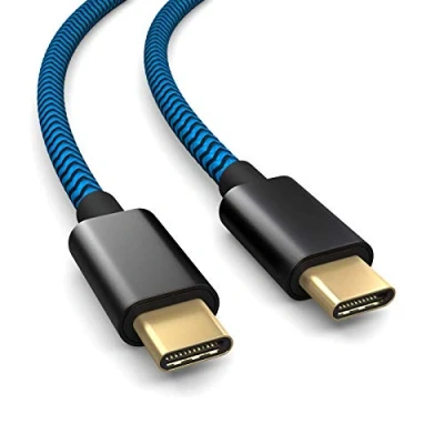 Immagine di cavo di ricarica PS5 in nylon 3m per controller Playstation 5, da USB C a C, 3.1 (USB 3.0), ricarica, rivestimento tessuto, spina alluminio, blu nero