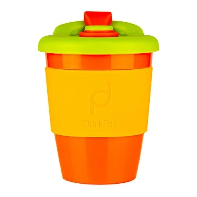 Immagine di Pioneer DrinkPod Tazza da caffè riutilizzabile 340 ml, con labbro in gomma girevole, senza BPA, plastica PLA autunno/arancione