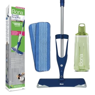 Immagine di Bona spray mop premio per pietra, piastrelle e laminato, lavapavimenti, mocio spray, lavapavimenti spruzzo, set con cuscinetto di pulizia in microfibra extra, panno, spruzzare