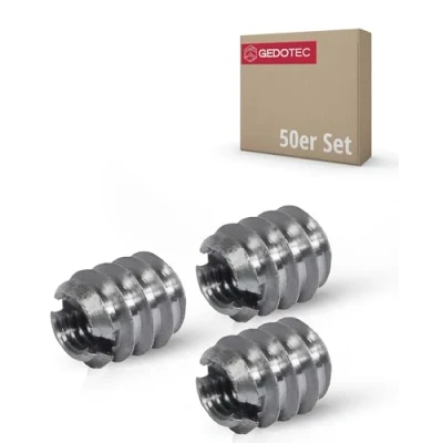 Immagine di Gedotec Manicotto filettato M4 per avvitamento, in metallo, con impronta a vite, x 8 mm, acciaio zincato, 50 pezzi