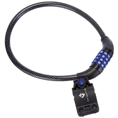 Immagine di M Wave Cablelock with 4 Digits, Free Code, 600 X 12 Mm, Dark Smoke, Clip On Bracket for Seatpost, Each Neutral Card