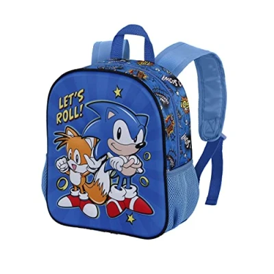 Immagine di Sonic The Hedgehog SEGA Zaino 3D Piccolo, 26 x 31 cm, Capacità 8.5 L, Blu Lets Roll