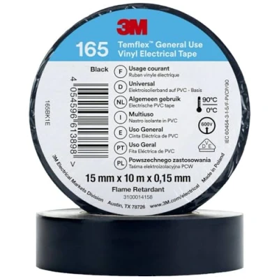 Immagine di 3M Temflex™ 165 165BK1E Nastro isolante Nero (L x L) 10 m 15 mm 1 pz.