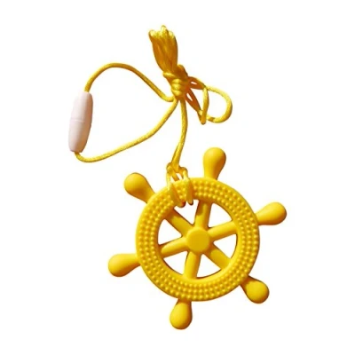 Immagine di Timone Massaggiagengive in Silicone Morditore Massaggiante per Dentizione, BPA Free Con corda e Chiusura a Clip, 5 Colori (Giallo)