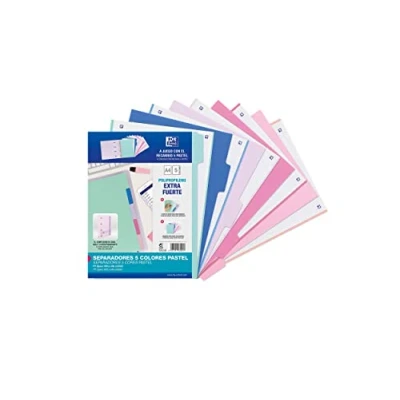 Immagine di Oxford Strongline, divisori a 4 anelli, formato A4, in plastica, 5 posizioni, fori, colori pastello