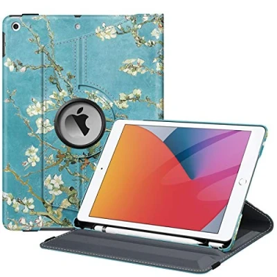 Immagine di FINTIE Rotating Custodia per iPad 10.2 Pollici 9a / 8a 7a Generazione (2021 2020 2019) con Built in Pencil Holder 360 Gradi di Rotante Cover Protettiva Case Auto Svegliati/Sonno, Blossom