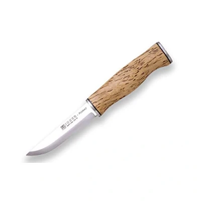 Immagine di Coltello da Caccia Puukko CL127, Mango Betulla riccia, Lama 10 cm in Acciaio Sandvik 14C28N, Include Fodero Pelle Marrone, per la Pesca, Caccia, Il Campeggio e l&#039;escursionismo