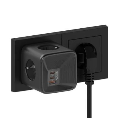 Immagine di OUFUYU Ciabatta Multipresa Cubo USB 30W, Elettrica Presa Multipla Con 4 AC Prese 4000W Caricatore Rapido 2 C 1 A, 7 in Spina per Ufficio Casa Viaggio, Nero