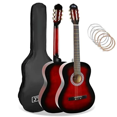 Immagine di 3rd Avenue Pacchetto Per Principianti Con Corde In Nylon Spagnole Chitarra Classica Da 3/4 Bambini 6 Mesi Di Lezioni Gratuite, Borsa E Rosso