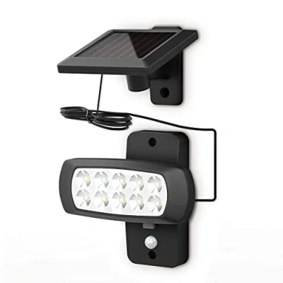 Immagine di B.K.Licht Faro LED solare esterno con sensore di movimento e crepuscolare, luce fredda 6500K, sicurezza accensione automatica, pannello solare, lampada da parete per cortile, nero, IP44
