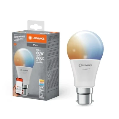 Immagine di LEDVANCE Lampada LED intelligente con tecnologia WiFi, B22d base ottica opaca ,Colore della luce modificabile (2700K 6500K), 806 Lumen, sostituzione delle lampade 60W, , 1 Confezione