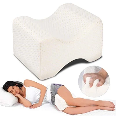 Immagine di cuscino per ginocchia dormire, Cuscini gambe ortopedico con schiuma memory traversine laterali, supporto ginocchio sciatico gamba schiena alleviare il dolore bianco
