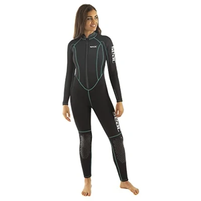 Immagine di SEAC Carezza Man, Muta Lunga Monopezzo in Neoprene bifoderato da 2 mm, con Cerniera Anteriore e Protezioni PU sulle Ginocchia Uomo, Nero, L