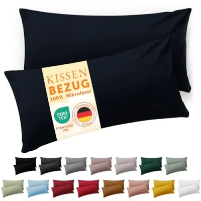 Immagine di Blumtal Federe Cuscini Divano 40x80 cm Set di Copricuscini per Divani in Microfibra a 2 Pezzi con Chiusura Busta, certificati Oeko Tex, extra morbidi e lavabili Blu Oceano