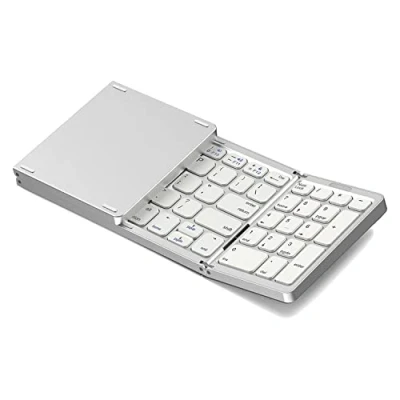 Immagine di BRIUERG Tastiera pieghevole ricaricabile USB wireless per IOS, Android, Windows PC Laptop Smartphone argento