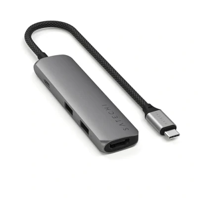 Immagine di Satechi Hub multiplo Slim 4 Grigio spazio (USB C, 4 Porti), Docking station + USB,