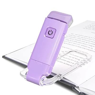 Immagine di HONWELL Lampada da Lettura, Luce per Lettura Libri a Letto Clip Ricaricabile, 3 livelli di luminosità Libro USB Ricaricabile Notte, E Reader, Bambino, Studio, Letto, Viola