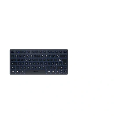 Immagine di CHERRY KW 7100 MINI BT, Tastiera Multidispositivo Compatta con 3 Canali Bluetooth, Layout per la Francia (AZERTY), Design Piatto, Custodia di Trasporto, Slate Blue