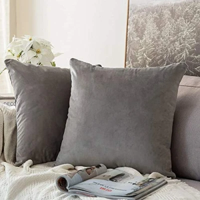 Immagine di MIULEE Copricuscini Divano Camera da Letto Cuscini Arredo Fodere Arredamento Casa Federe Moderni Elegante Morbido Resistente in Velluto con la Cerniera Invisibile 2 Pezzi Grigio 40X40 CM