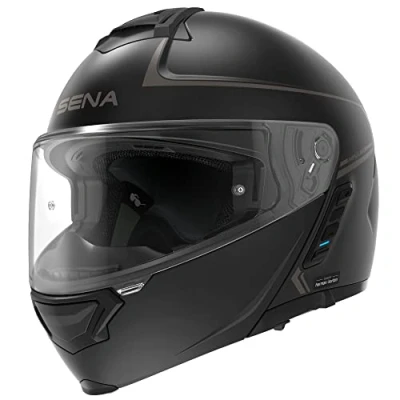 Immagine di Sena Impulse casco modulare Con tecnologia Bluetooth e Sound by Harman Kardon. doppia visiera Mesh Intercom / MP3 Comandi vocali (Nero, S)