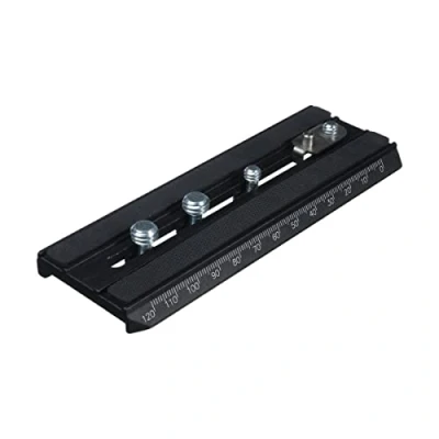 Immagine di Manfrotto 501PLONG Piastra per Testa Serie 501, con Attacco Rapido, 1/4&quot; 3/8&quot;, 14 cm, in Alluminio, Nero