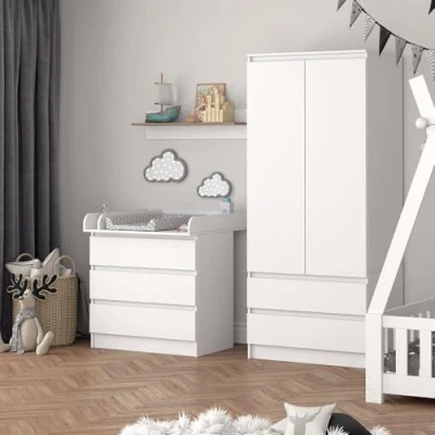 Immagine di Vicco Fasciatoio Emma, Bianco, 80 x 85.4 cm con 3 cassetti